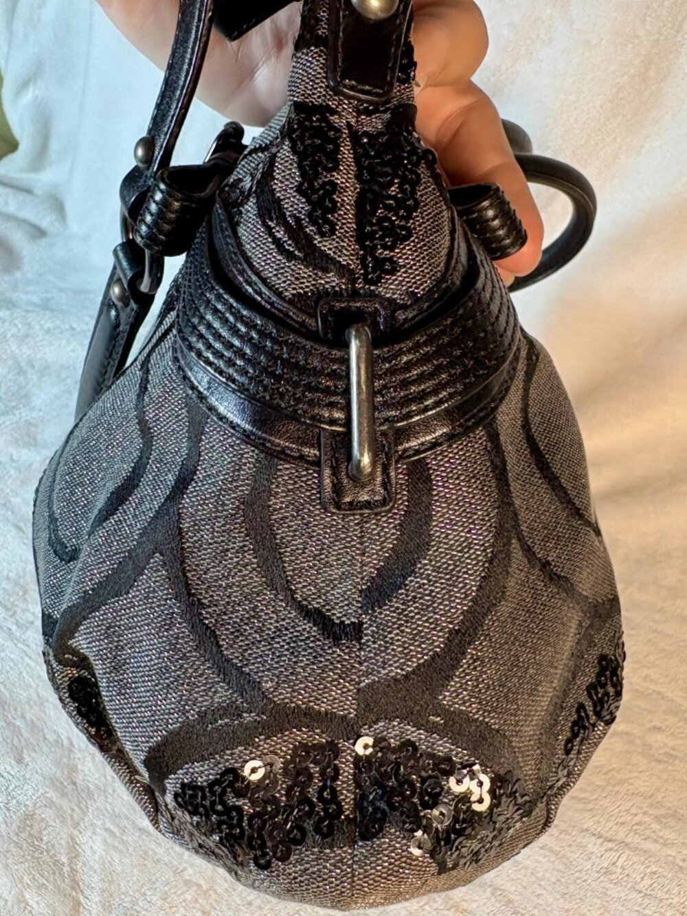 Coach Madison Sequin Op Art Sophia Lurex Satchel - Picture 5 of 15